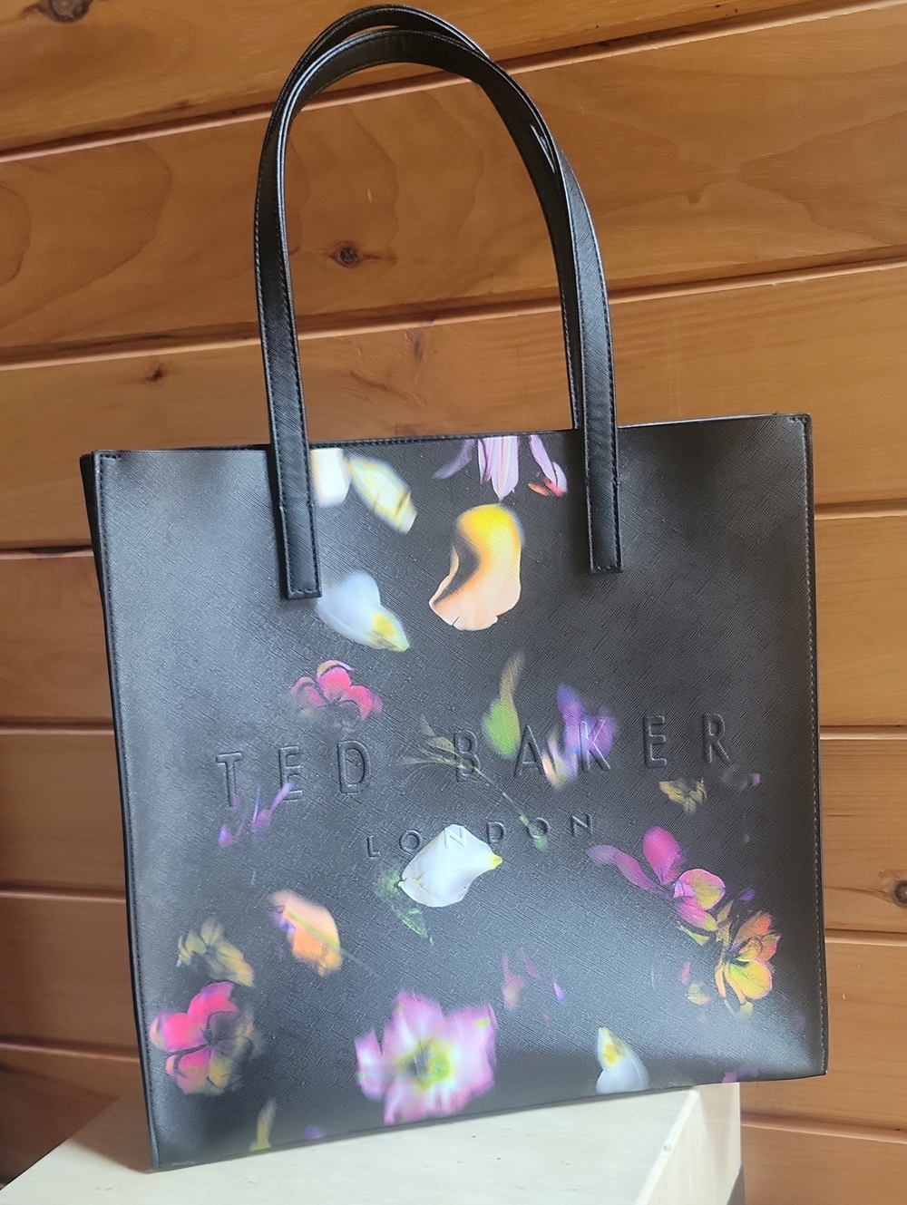 Ted Baker Black Floral Print Tote Bag The Icon Excellent Preloved Condition